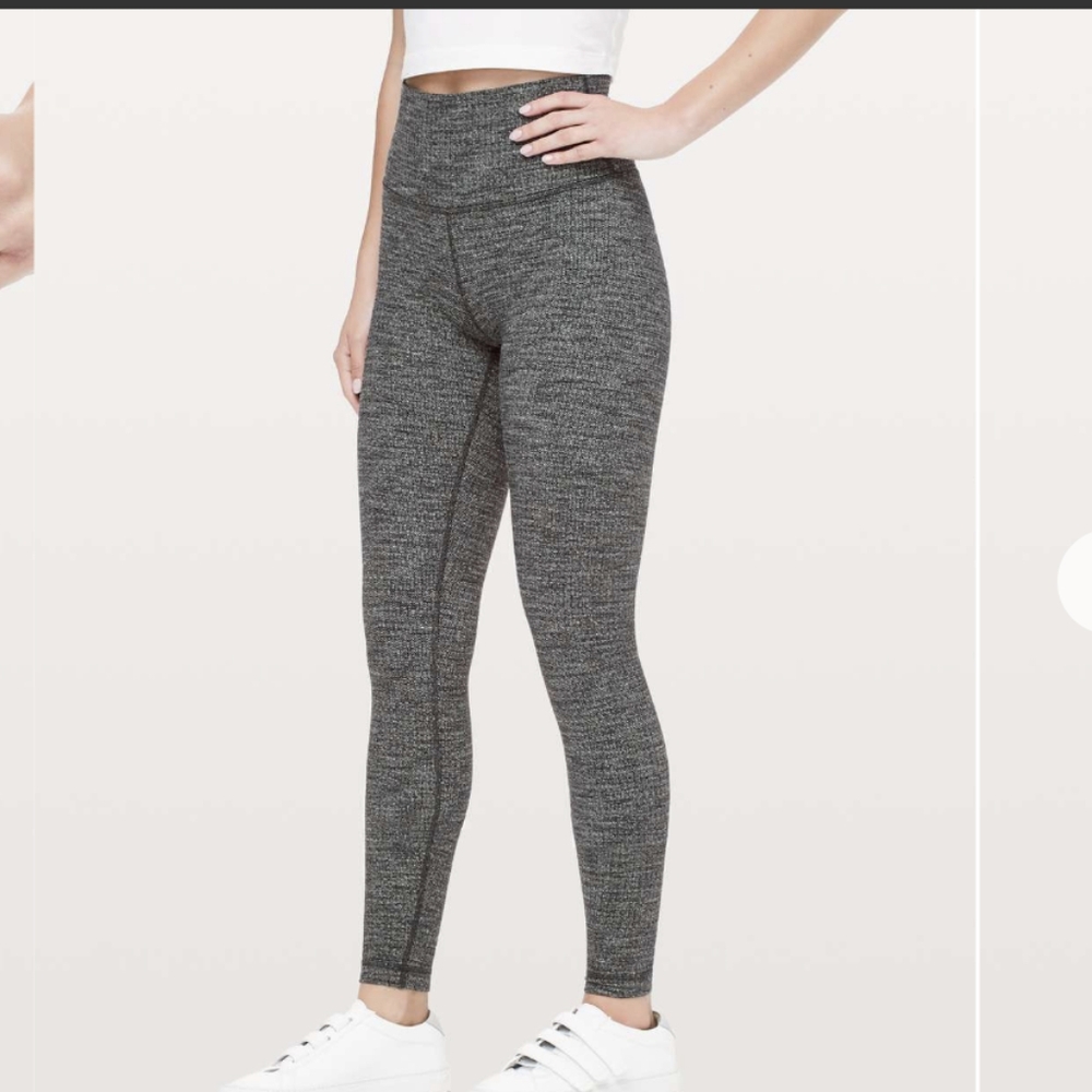 Lululemon Wunder Under Verigated Grey Tights Leggings Size 4